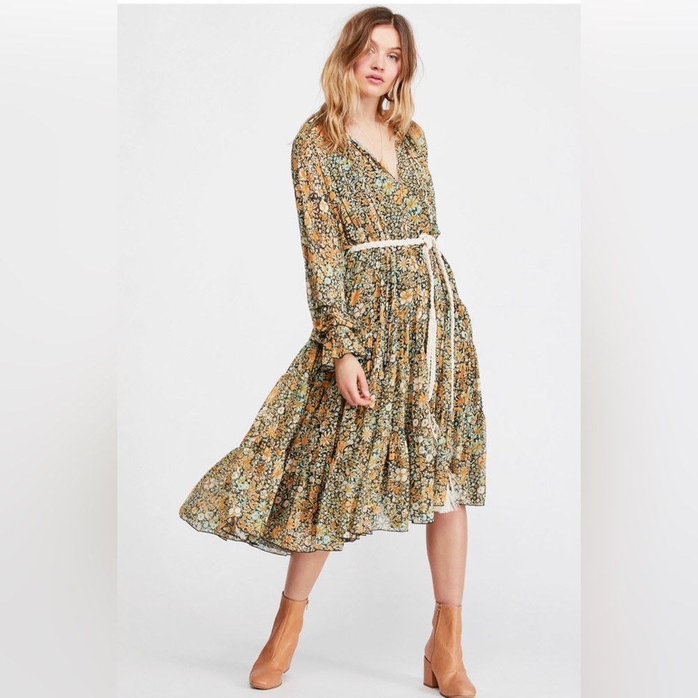 Free people Midnight Ruffled Midi Dress, XS